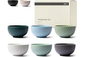 ‎KIVY KIVY Müslischalen Keramik - 6 x 850ml - Große Bowls für Müsli & Suppen - Suppenschüssel - Bowl Schüssel Groß - Müslischüsseln - Suppenschalen Set - Schalen Set - Müsli Schüssel Keramik