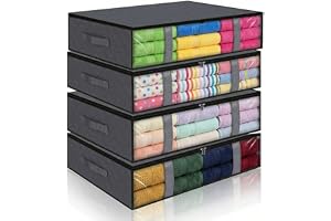 Eulihent 4 stycken förvaringsbox för undersäng 60 x 45 x 15 cm sänglåda förvaring för täcken