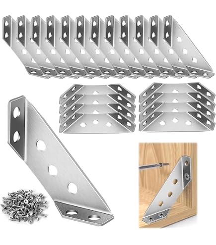 Corner Brackets JCBIZ 30pcs Black Plastic Furniture Corner Brace 15x13mm Furniture Chest Drawer Bottom Corner Brace With 304 Stainless Steel Self Tapping Screw