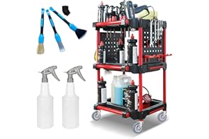 TBRFP Chariot à Outils Mobile à 3 Niveaux,Chariot à Outils pour la réparation Automobile avec pulvérisateurs*2 & brosses*3,Chariot d'atelier Mobile Chariot de Montage avec Roues Flexibles | Capacité 200kg