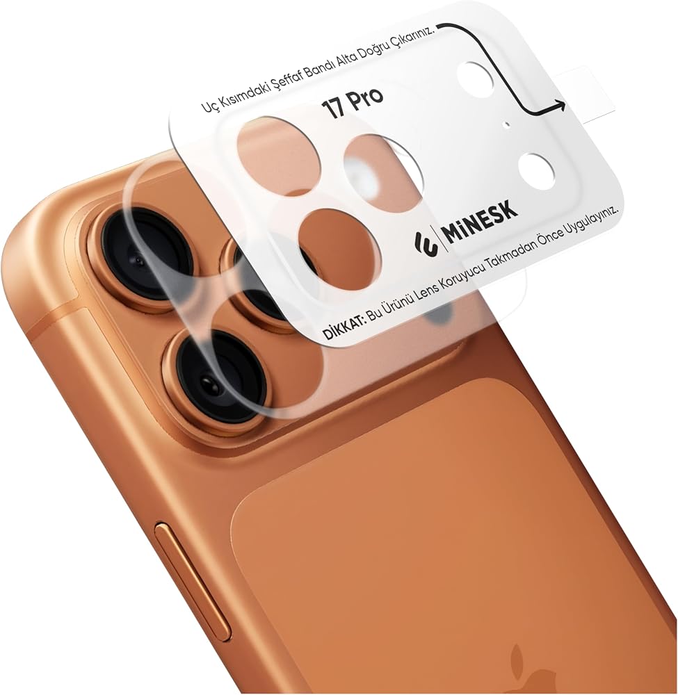 Minesk iPhone 17 Pro için Kolay Kurulum Kamera Adası Lens Etrafı Koruyucu TPU Film – Tam Kaplayan Koruma 2’li Paket (!!18 SERİSİ UYUMLU DEĞİLDİR!!) (17 Pro)