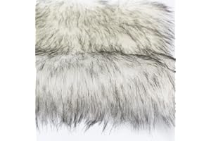NIANTONG Tissus en Fausse Fourrure à Poils Longs Tissu Imitation Fourrure Blanc avec Pointe Noire Tissu Douce en Peluche pour Couture Bricolage Décoration de la Maison(Size:1.6x1m/62.9x39in)