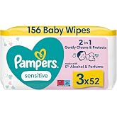 Pampers Sensitive Islak Bebek Mendili, 3 paket, 156 Islak Mendil