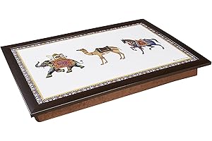 Penguin Home® Vassoio imbottito|Design-Gatti in marrone e oro|Sacco a sacco imbottito portatile per laptop Scrivania Supporto per laptop Vassoio TV per cena Vassoio per colazione|49.5x35x8cm