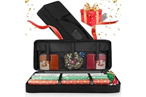 CHRI Geschenkpapier Aufbewahrung Organizer, 82x12x34cm Aufbewahrung mit Netztaschen 600D Oxford Reißfest (Schwarz, Groß)