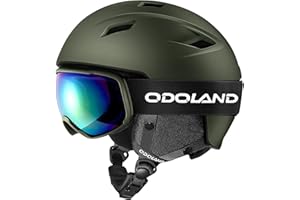 Odoland Kit casco da sci con occhiali da sci, casco da snowboard per uomini donne adolescenti bambini, casco da sci regolabile e occhiali da sci UV400
