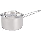 AmazonCommercial Edelstahl-Stielkasserolle mit geraden Seiten, Aluminiumbeschichtung und Deckel, 1,9 l