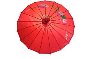 AAF Nommel®, Sonnenschirm 001, Dekoschirm aus Kunstfaser, Wasserfest in rot aus Bambus