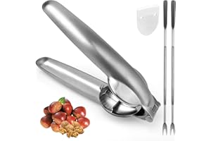 Anwenk Nutcracker Chestnut Clip Peeler Nut cracker Pecan Walnut Plier Opener 304 Stainless Steel Kitchen Tools with 2 Picks