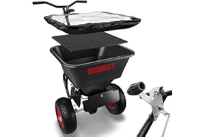 ONBEST Streuwagen – Düngestreuer – Flexible Streubreite – 45 Liter Streuer – Universal für den Winterdienst, als Aussaathilfe oder Düngerwagen für Rasen – Schleuderstreuwagen mit Luftreifen