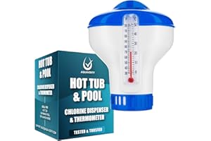 AQUAVERITY Distributeur de Chlore avec thermomètre intégré – Distributeur de Chlore Flottant, Piscine et spas – Contrôle du débit réglable, Design Durable
