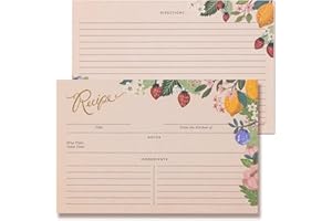 PRIMS & FLOURISH Rezeptkarten 10,2 x 15,2 cm, 24er-Pack, beidseitig bedruckt, Zitrone-Erdbeer-Motiv, Garten-Design