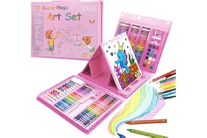 Vivo Technologies 208pcs Drawing Kit Colouring Art Set for Kids Adults, Art Supplies with Double Sided Trifold Easel, Sketching Pencils Drawing Pencils, Premium Christmas,Birthday, New Year Gift