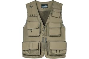 KTWOLEN Herren Outdoor Weste mit Mehreren Taschen Leicht Anglerweste Jagdfischen Outdoor Camping Fotografie Ärmellos Angeljacke