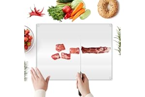 Bearrerp gehärtetem Schneidebrett aus Glas,40x30 cm Schneidbrett transparentes,mit rutschfesten Silikonfüßen,mit Robust,hitzebeständig und kratzfest,für Küchenarbeitsplatte,Tisch