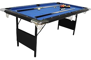 PLAY4FUN Billard Pliable, Table de Billard avec Accessoires, 193 x 109 x 81 cm - Noir et Tapis Bleu
