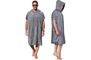 Kato Tirrinia Poncho de surf à capuche Changing Towels Quick Dry Beach Change Robe pour adulte homme femme imperméable et anti-sable pour le surf, la natation, la baignade, le bain, la grande taille