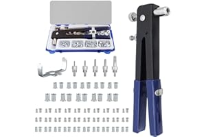 VIABECS Acboor Rivettatrice Manuale: 110 Pezzi Rivettatrice Set di Strumenti Dado Rivetto Filettato e Mandrino con M3 M4 M5 M6 M8 per Mobili Decorazione Ciondoli (Blu)