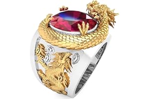 BMDHA Selbstverteidigung Ringe 3D-Drache Skulptur Universelle Größe(Verstellbare Öffnung) Herren und Damen Unisex kreatives Geschenk Geburtstagsgeschenk zum Valentinstag (Gold …)