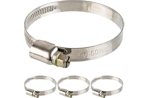 YOUR DAY MATE Fascette stringitubo professionali con vite senza fine, campo di serraggio 40-60 mm, 4 pz in acciaio inox W2, con impronta a croce, banda larga 9 mm, fascetta per tubo lavatrice