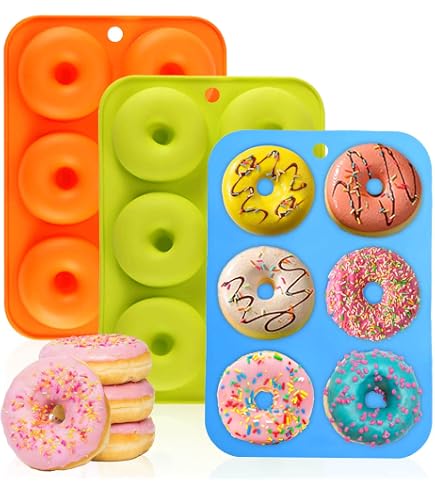Lot De 2 Moules à Donuts En Silicone - 6 Cavités Chacune - Résistant à La Chaleur (-40°C à 260°C) - Idéal Pour Pâtisserie Maison