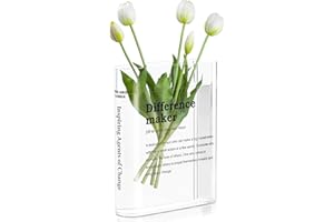 BUYCARD Book Vase For Flowers, Difference Maker Transparent Flower Vase For Home Office Bookshelf Living Room Bedroom Decor,Gifts For Book Lovers.