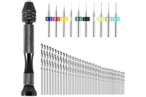 Mandouer 59pcs Precision Pin Vice Hand Drill Set with 0.5-3.0mm HSS Small Drill Bits and 0.3-1.2mm PCB Micro Bits for Craft, Resin, Jewellery Making, and PCB Drilling