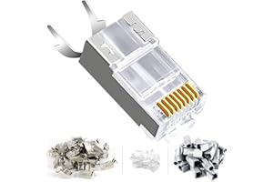KUYIA CAT7 Shielded RJ45 Connector Ethernet Modular Plug with Load Bar and RJ45 Boots Insulation For Patch Cord Plug Diameter 1.25-1.35mm 30pcs