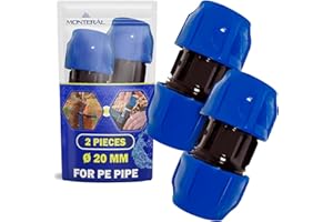 2 Piezas Racor Manguito Ø 20 mm de Polipropileno PP para Conectar Tubo Polietileno PE - MONTERAL