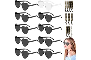 LIBERSHINE Herz Sonnenbrille, Party Brille, Bride Herz Brille, Partybrille Herz Sonnenbrille, Magische Farben Party Brille, Hippie Brille FüR Party, Halloween, Weihnachten, Hochzeit (1 Weiß + 9 Schwarz)