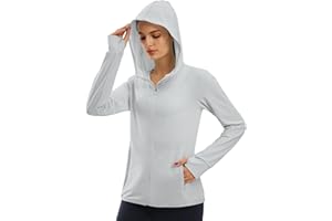 Libin Felpa Donna UV Cappuccio con Zip Completa Giacca Sportiva Protezione Solare Running Surfing Trekking Felpa con Cappuccio Tasche