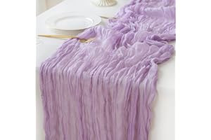Sioloc 1 Pack Lilac Purple Lavender Cheesecloth Table Runner Summer Decor 90cmX300cm Boho Gauze Runner for Fall Autumn Decor Wedding Party Baby Bridal Shower Birthday