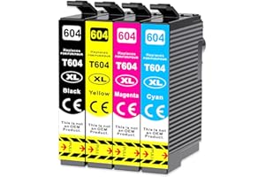 Q-image 604XL Cartucce Compatibili per Epson 604XL 604 XL per Expression Home XP-2200 XP-2205 XP-3200 XP-3205 XP-4200 XP-4205, WorkForce WF-2910 WF-2930 WF-2935 (1 Nero, 1 Ciano, 1 Magenta, 1 Giallo)