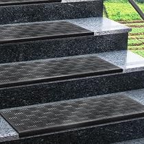 Tapis D'escalier En Caoutchouc Antidérapant - Lot De 5 - Diamant Motif, Résistant Intempéries