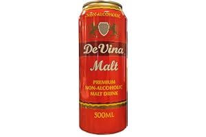 Devina Malt Can Drink 500ml, Premium Non-Alcoholic Malt Beverage with Barley Malt & Hops, Refreshing Carbonated Soft Drink, Smooth Sweet Taste, Family Friendly, (Pack of 24)