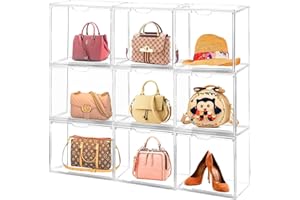 AAABOX 6 pezzi Organizer Borse Donna da Armadio,Vetrina in Acrilica Scatola Espositiva Trasparente Contenitore per Collezionismo Lego libri Bambole Modelli