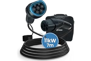 ‎GONEO GONEO Typ 2 Ladekabel - 11KW 7M 16A, Ladekabel Elektroauto Typ 2 3-Phasig für E Auto EV/PHEV, Typ 2 auf Typ 2 Mennekes Mode 3 Ladekabel mit Tasche, Geeignet für Model S/3/X/Y, e-Golf, ID.3, i3/i8