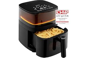 ‎MEDION MEDION X10 XL Heißluftfritteuse MD11780 (5 Liter, Airfryer, innovative Wassersprühfunktion für krosse knusprige Speisen, 1.500 Watt, Sichtfenster, Schüttel Alarm,10 Automatikprogramme)