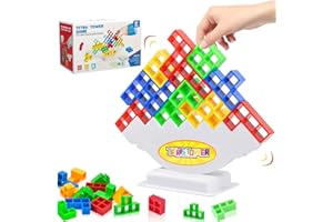 WYFDCZZP Tetra Tower Balance Game Blocs de Construction Tetris Tetris Tower Jouet d'Équilibre pour Jouet d'Empilage Éducatif Interactifs Cadeau Anniversaire Noël Adulte Garcons Filles
