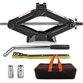 Kefflum 1.5T Car Jack with Ratchet Wrench and Telescopic Lever | With Tool Bag, Tire Change, for Cars Saloons and SUVs