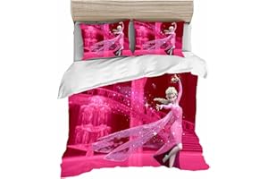 HNSRYLQX Frozen Bettwäsche Kinder, ELSA Bettwäsche 135x200, Bettwäsche 135x200, 100% Baumwolle, Kinderbett Mädchen, Anna Und ELSA Bettwäsche (6,135x 200 cm)
