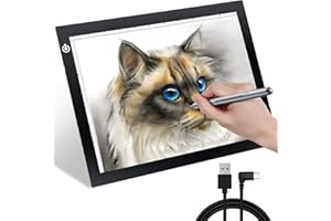 KIVOTAC A4 LED Light Pad, Ultra-Thin USB Powered Bright Light up Box Adjustable Light Table for Drawing, Weeding Vinyl, Diamond Art, Sketching, Tracing and Animation