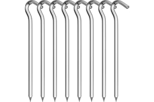 OLICKY 8 Piezas Piquetas Camping Dura, 18 cm Estacas Camping de Aluminio,Piquetas Camping Suelo Duro para Camping, toldo y Lona, jardinería