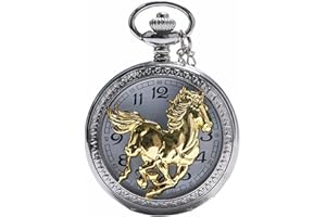 Designer Inspirations Boutique ® Horse/Pony/Equine Themed 3D Unisex Quartz Pocket Watch Necklace - On 32" Inch / 80cm Chain
