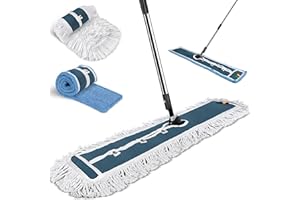 MASTERTOP Large Flat Mop, 105cm Wide Industrial Mop with 2 Replacement Heads, Commercial Heavy Duty Floor Mops for Hard Floors, Dust Sweeper for Warehouse Hotel Garage Cleaning