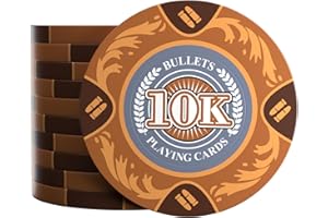 Bullets Playing Cards, 25 Clay Chips Tony do zestawu do pokera, wartość 10 K, 14 g, średnica 4 cm, kolor brązowy..