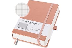 GOSIRM Notizbuch Din A5 Kariert Notizbücher Hardcover, Journal Notebook mit 320 Nummerierte Seiten, 100 g/m² Tintenfestes Dickes Papier, Kostenlose Mehrfarbige Registerkarten, Innentaschen, 160 Blatt, Rosa
