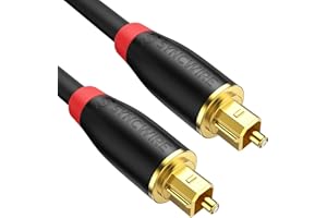 Syncwire Optyczny kabel audio, 1,8 m, pozłacany 24 K, High Fidelity, cyfrowy kabel audio do wieży stereo, kina domowego, soundbar, TV, Xbox, PS – czarny