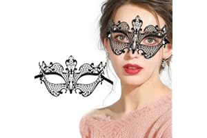 Lady of Luck Veneciana Mujer Mascarada Carnaval, Máscara de Metal Negra Veneciana Máscara de Fiesta de Baile