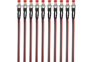 RUNCCI-YUN 10 Stück Vorverkabelt Mini Momentan Druckknopf, Momentane Druckschalter Lockless, SPST EIN-AUS AC 250V/1A, 2 Pin Runder Flachknopf-Drucktasten für Modelleisenbahn-Hobby